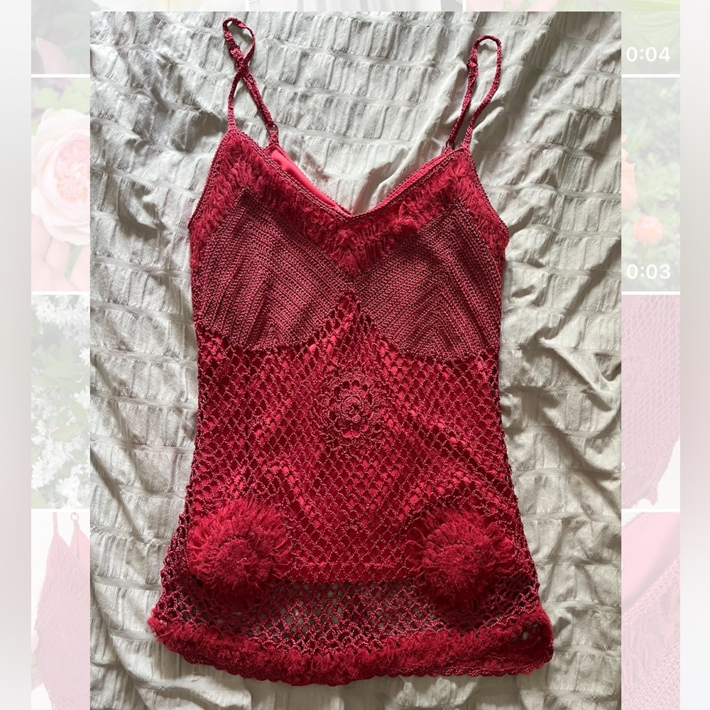 Y2K Fuchsia Pink Crochet Tank Top